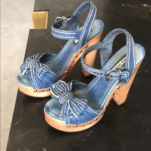 Miu Miu denim platform sandals